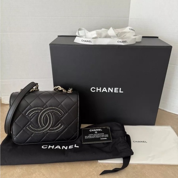 Chanel Quilted Lambskin Studded Flap Bag - Picture 3 of 14